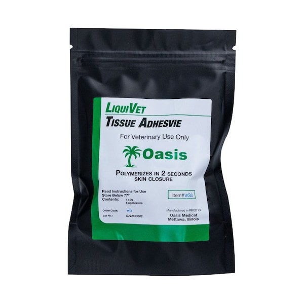 Oasis LiquiVet 2 Second Rapid Tissue Adhesive Glue, 3gr Bottle, 6 Applicators, PK6 VVG3